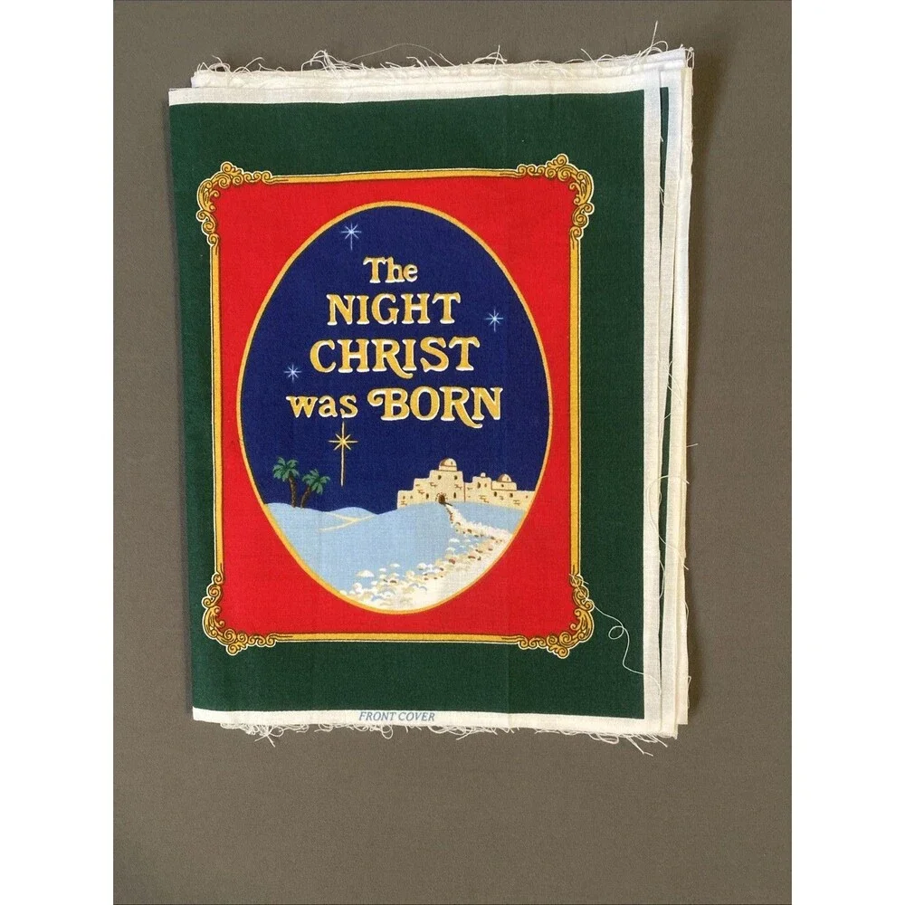 Vintage Christmas Cloth Book Sewing Panel THE NIGHT CHRIST WAS BORN DIY
